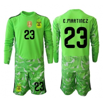 Billige Fotballdrakt Argentina Emiliano Martinez #23 Keeper Replika Bortedraktsett Barn VM 2026 Langermet (med bukser)